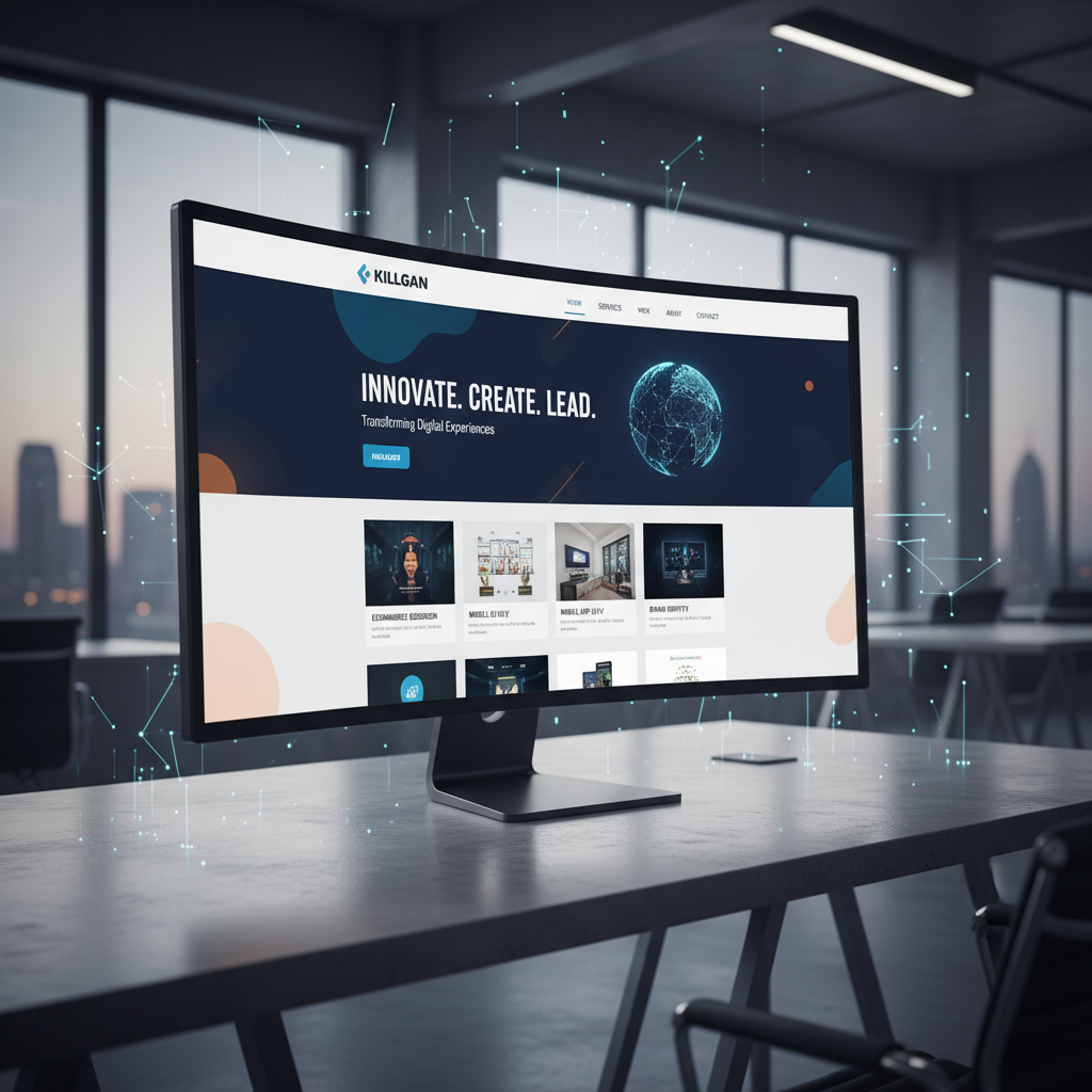 Modern website design on a digital screen, representing Killgan's expertise