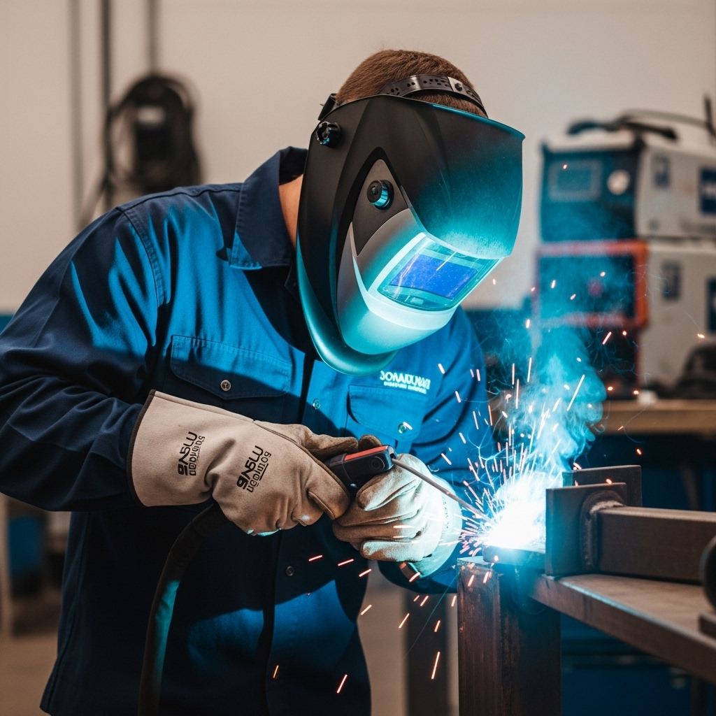 Jonathan working on a welding project